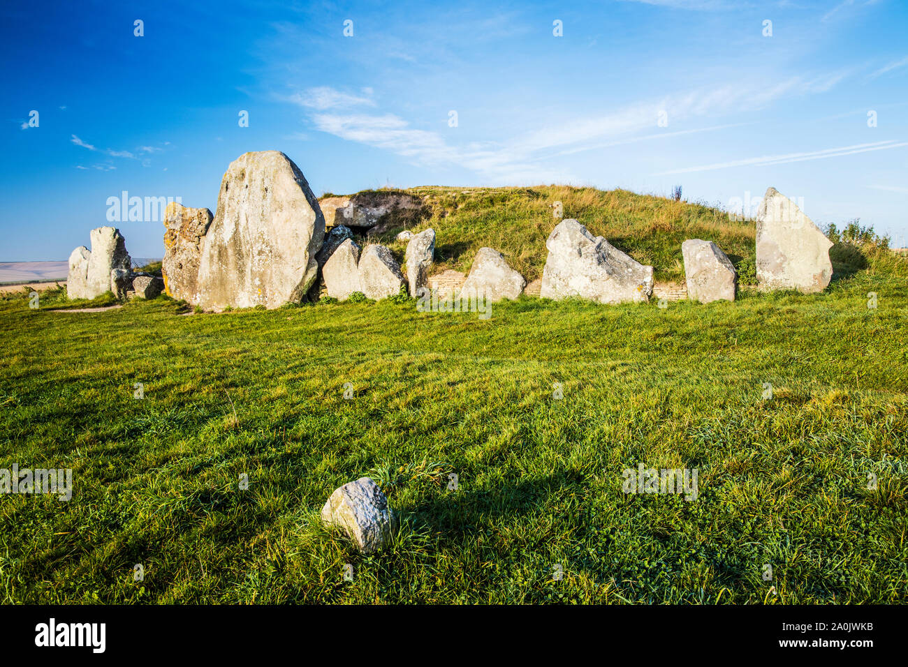 The West Kennet Long Barrow in Wiltshire. Stock Photo