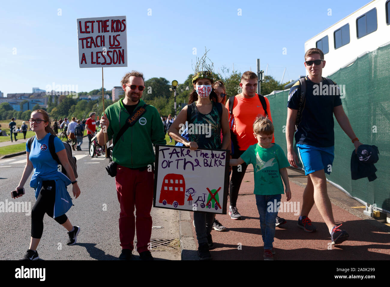 Edinburgh, UK. 20 September. 2019. Campaigners protest during a climate change action in Edinburgh. Climate Change Strike takes place in Edinburgh. UK. Pako Mera/Alamy Live News Stock Photo