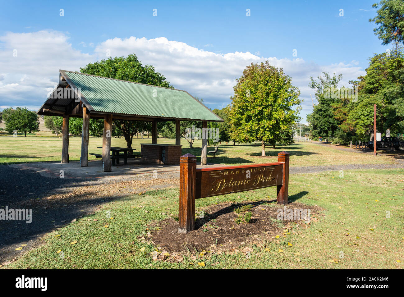 Mansfield, Victoria, Australia – March 22, 2017. Entrance to the Mansfield Botanic Park in Mansfield, VIC. Stock Photo