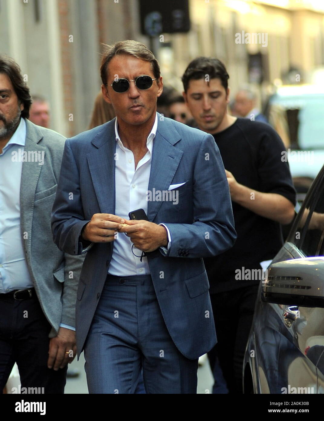Milan Italy 20th Sep 2019 Milan Roberto Mancini In The Center The Coach Of The National Italy Roberto Mancini Walks Through The Streets Of The Center Credit Independent Photo Agency Srl Alamy Live