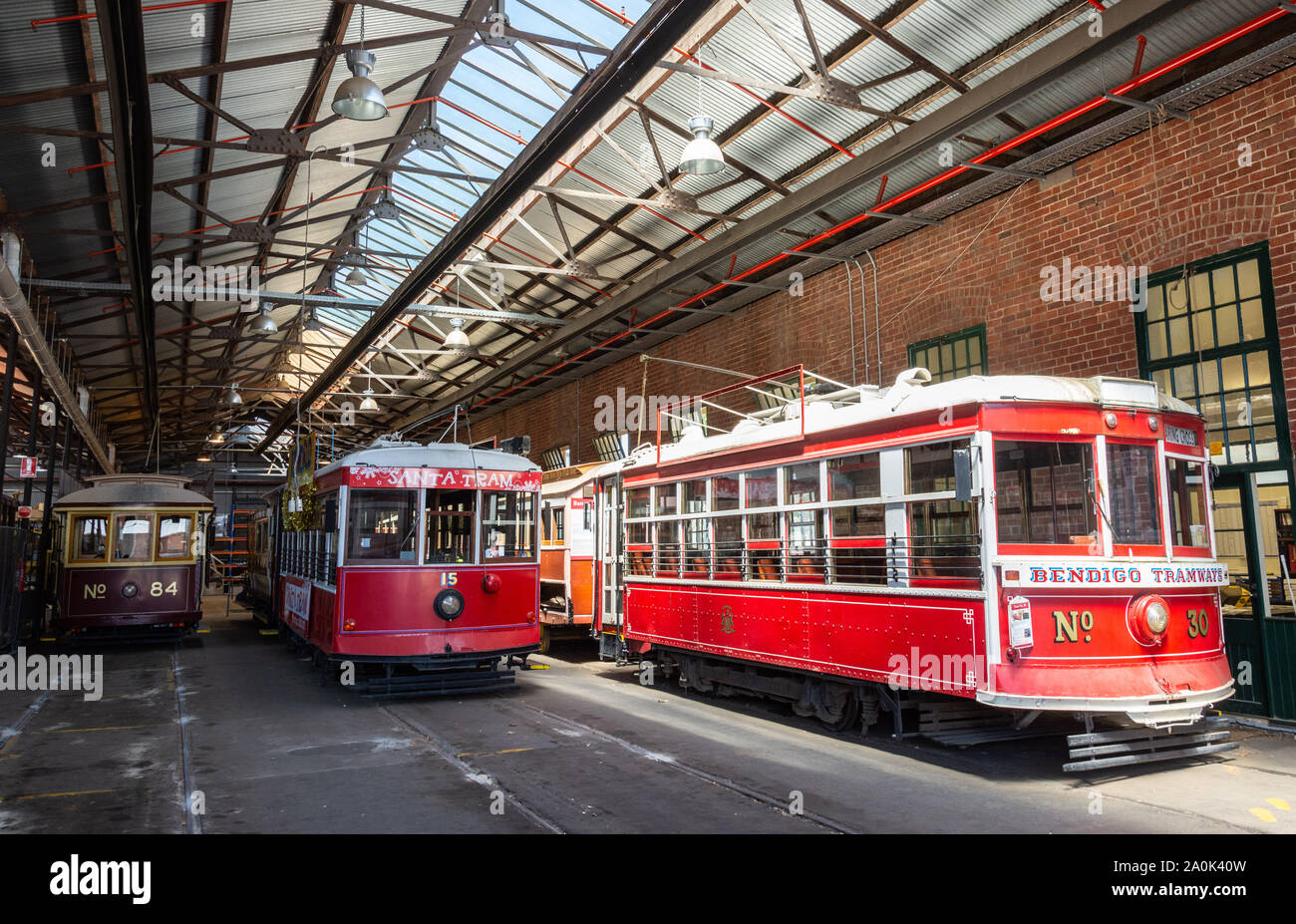 Bendigo, Victoria, Australia - February 28, 2017. Trams at Tramways Museum in Bendigo, VIC. Stock Photo