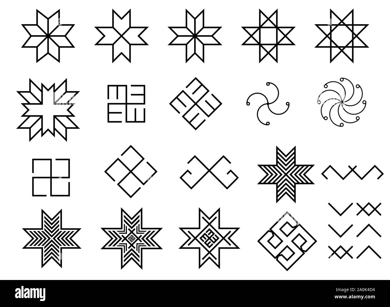Set of old baltic Folk ancient Latvian symbols Stock Vector Image & Art ...