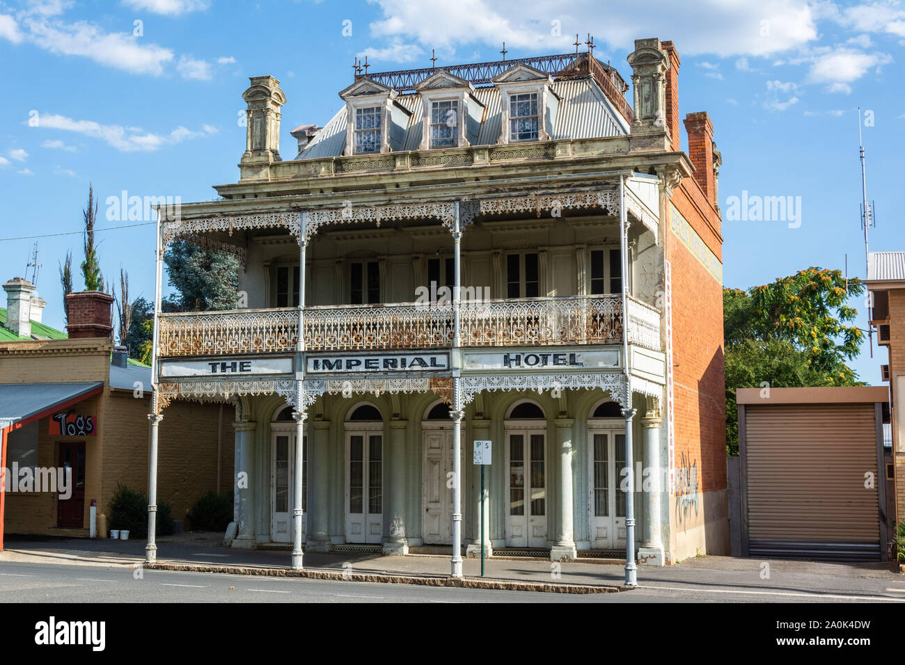 Castlemaine, Victoria, Australia - March 1, 2017. Historical building housing The Imperial Hotel in Castlemaine, VIC. Stock Photo