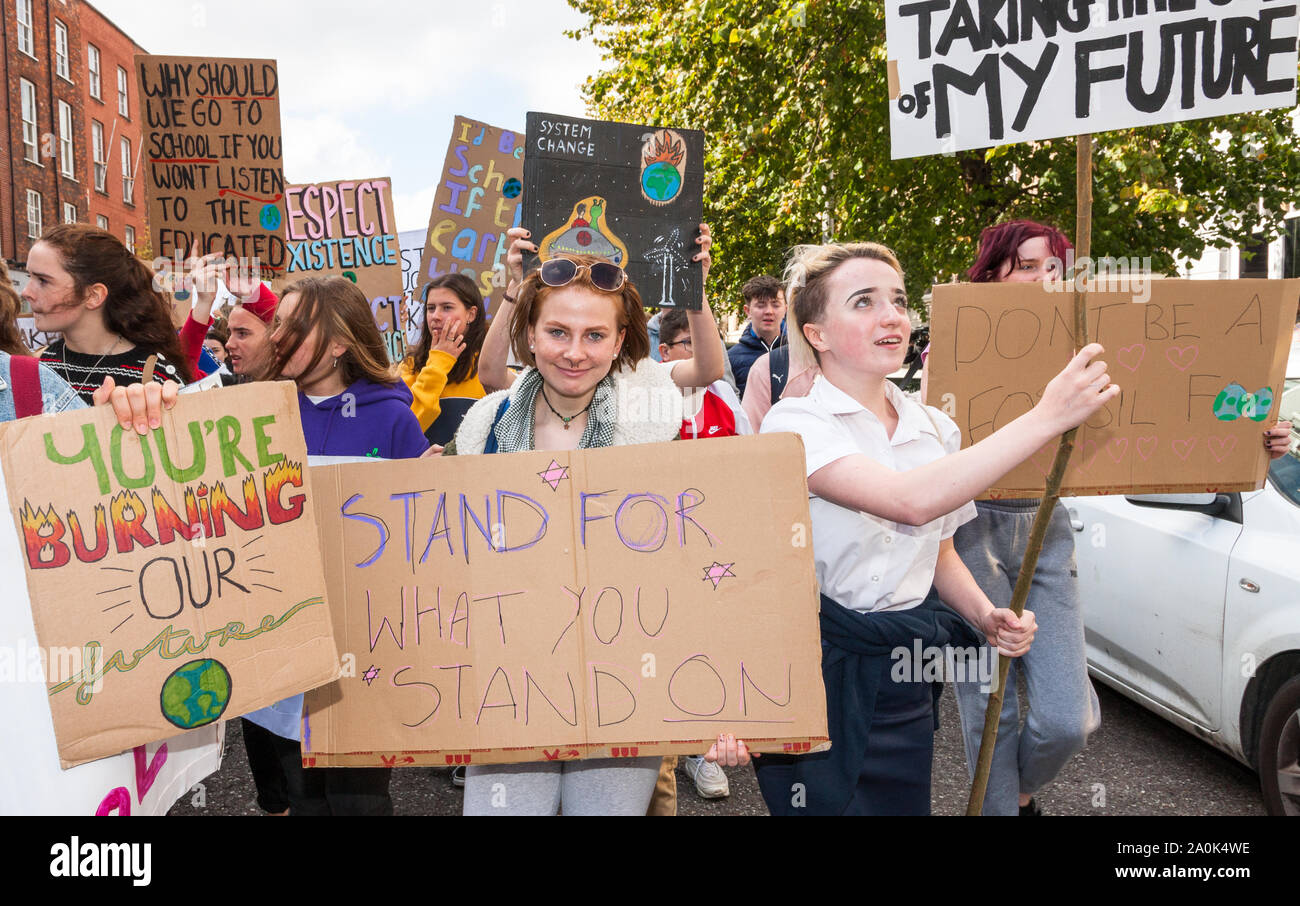 Cork City, Cork, Ireland. 20th September, 2019. Students protesting on the South Mall as part of the 20th Global Climate Strike that was held in Cork City, Ireland. Credit: David Creedon/Alamy Live News Stock Photo