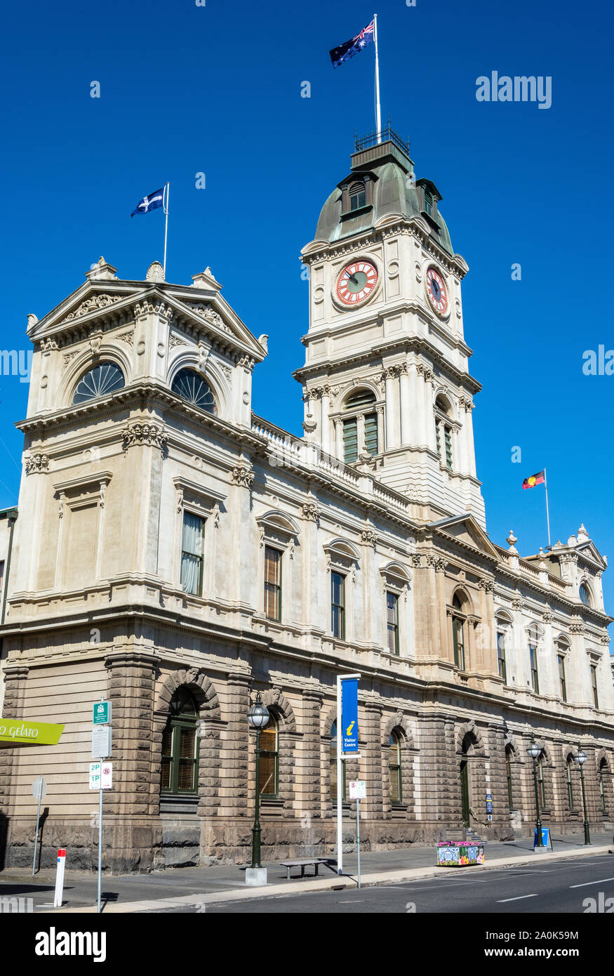 Ballarat, Victoria, Australia - March 8, 2017. Exterior view of the Town Hall building in Ballarat, VIC. Stock Photo