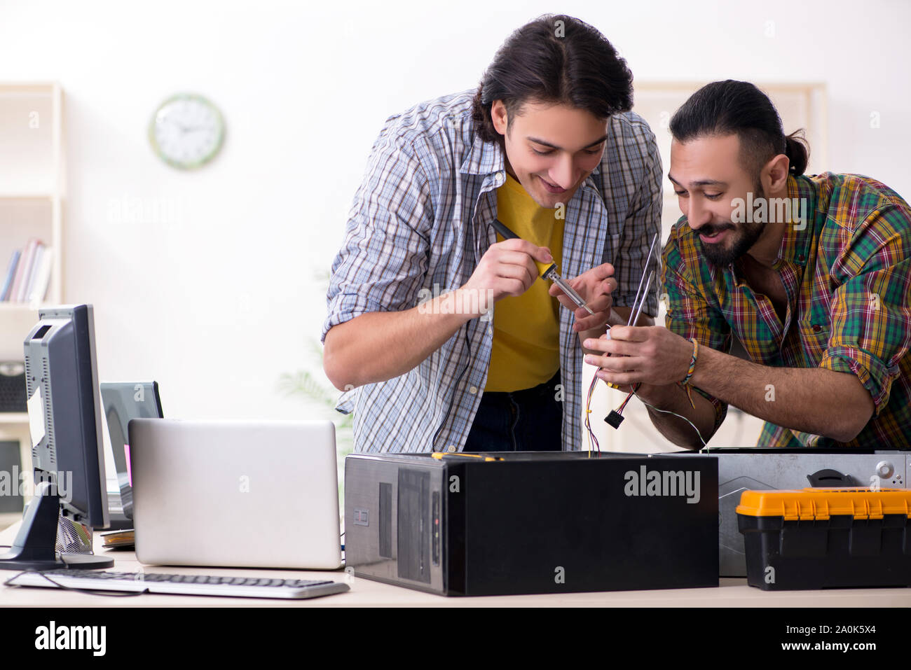 The it engineers working on hardware issue Stock Photo