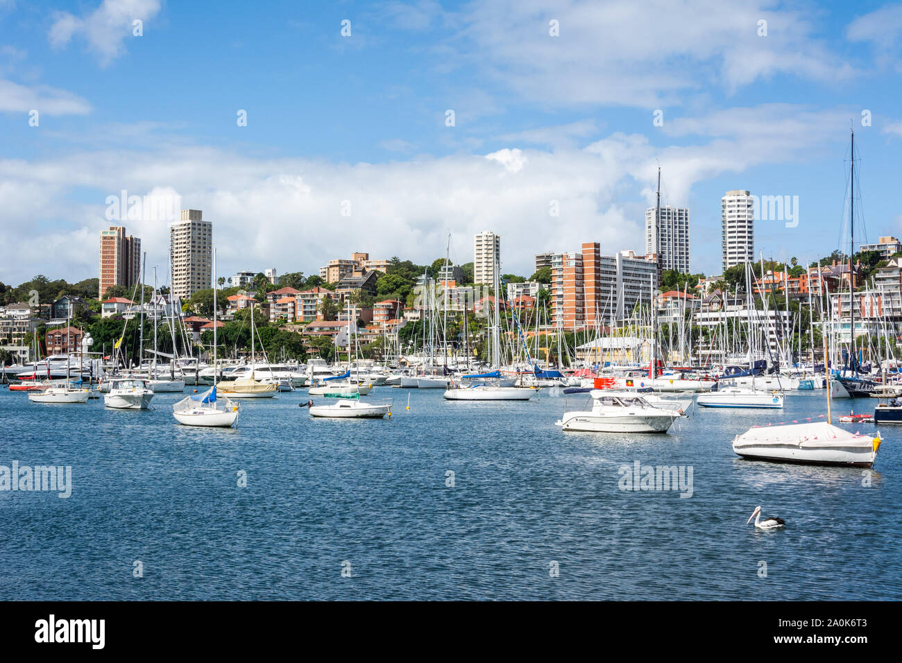 Sydney, Australia - March 10, 2017. View of yachts and boats in Rushcutters Bay in Sydney, Australia. Stock Photo