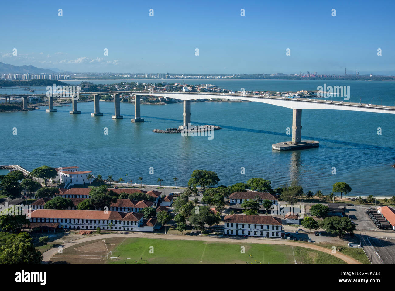Aerial view of Vitoria Bay and the Third Bridge Stock Photo