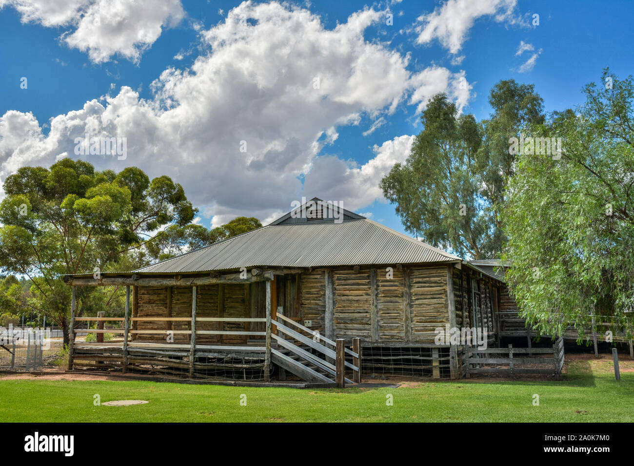 Mildura, Victoria, Australia - March 12, 2017. Old Mildura Station Homestead in Mildura, VIC. This cottage along the Murray River was the first home o Stock Photo