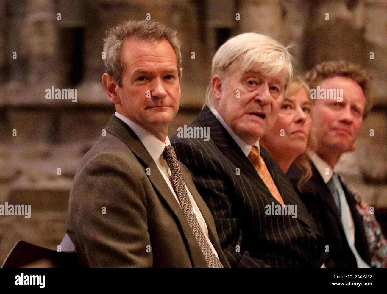 Actor Alexander Armstrong (left) during a service of dedication to PG Wodehouse in Westminster Abbey, London. Stock Photo
