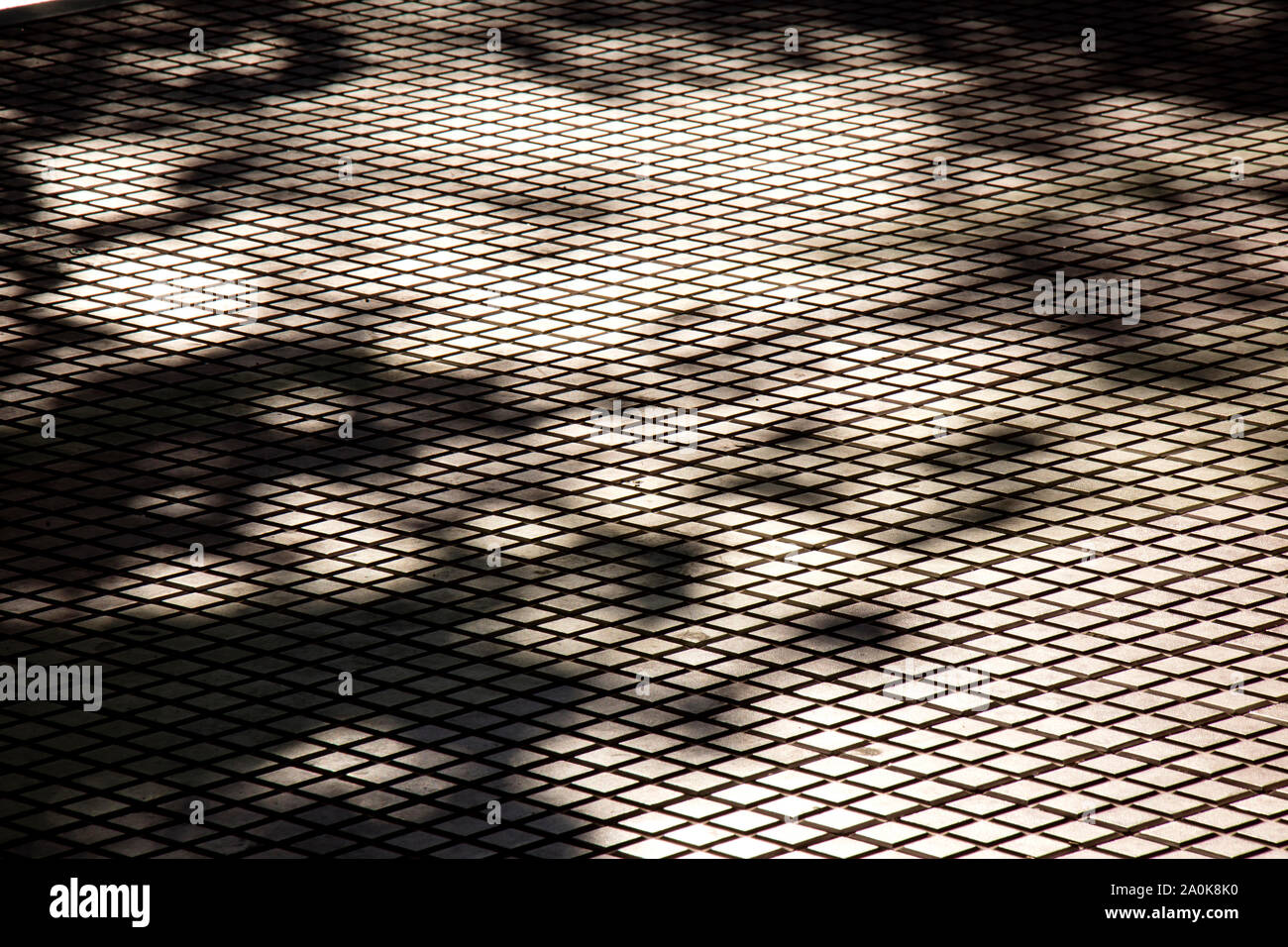 Shadows of trees on tiled city pavement , abstract architectural background Stock Photo