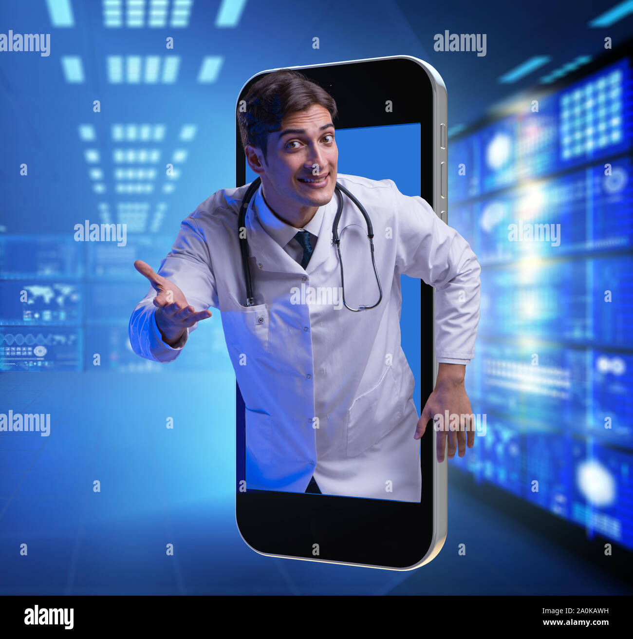 The telemedicine concept with doctor and smartphone Stock Photo - Alamy