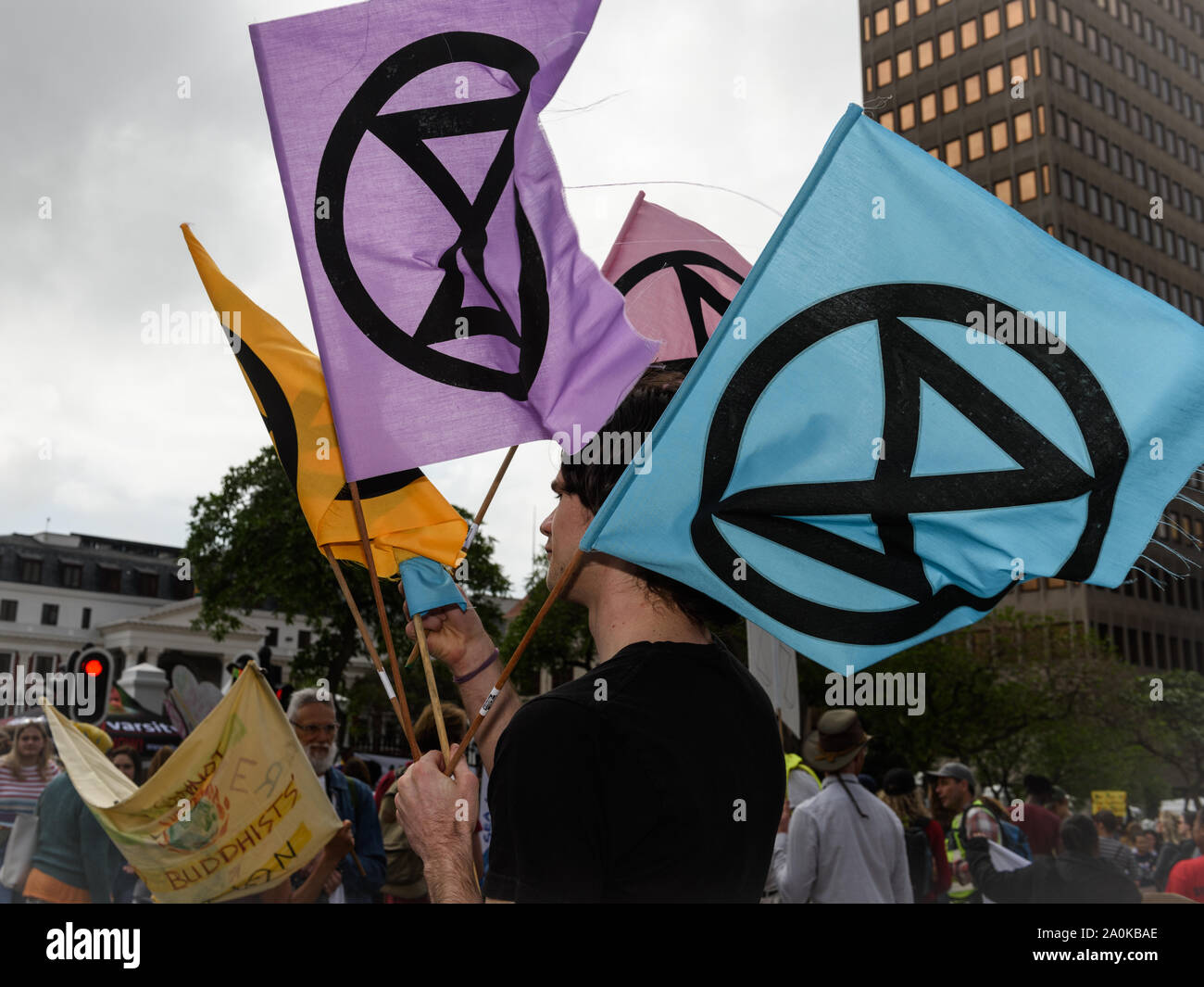 Extinction Rebellion at the global climate strike inspired by climate activist Greta Thunberg in Cape Town, South Africa - 20 March 2019 Stock Photo
