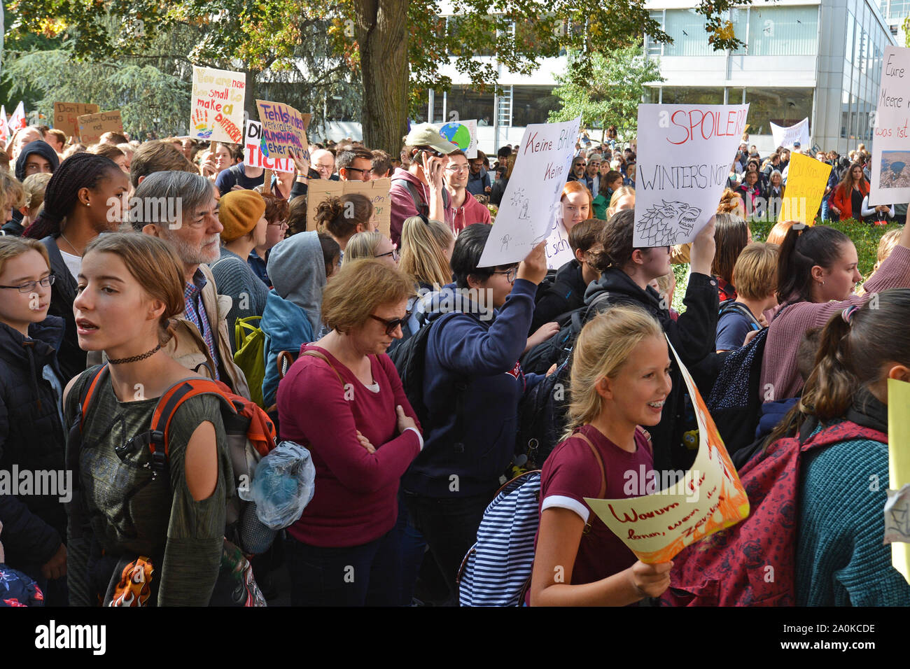 Heidelberg, Germany: Demonstrants of different ages gathering during Global Climate Strike Stock Photo