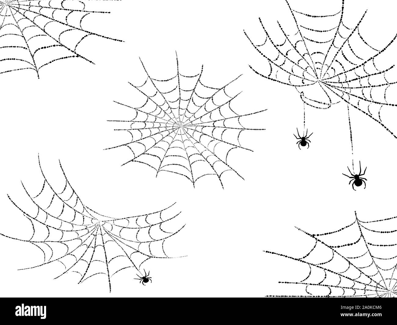 Halloween cobweb and spiders isolated on white for spiderweb scary design Stock Vector