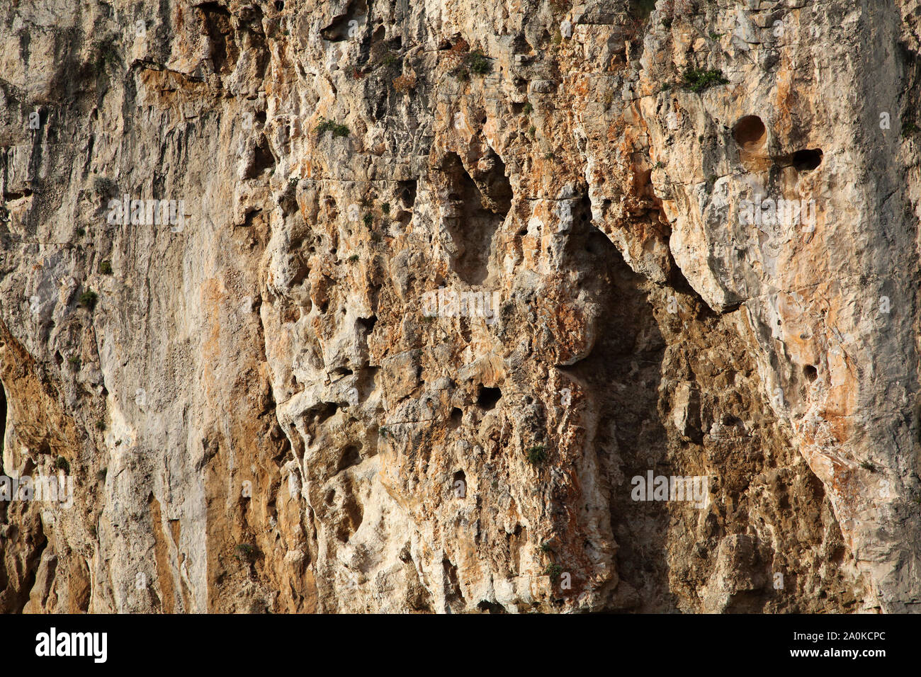 Vouliagmeni Attica Greece Lake Vouliagmeni Close up of the Swallow Holes in the Sandstone Rock Formation Stock Photo
