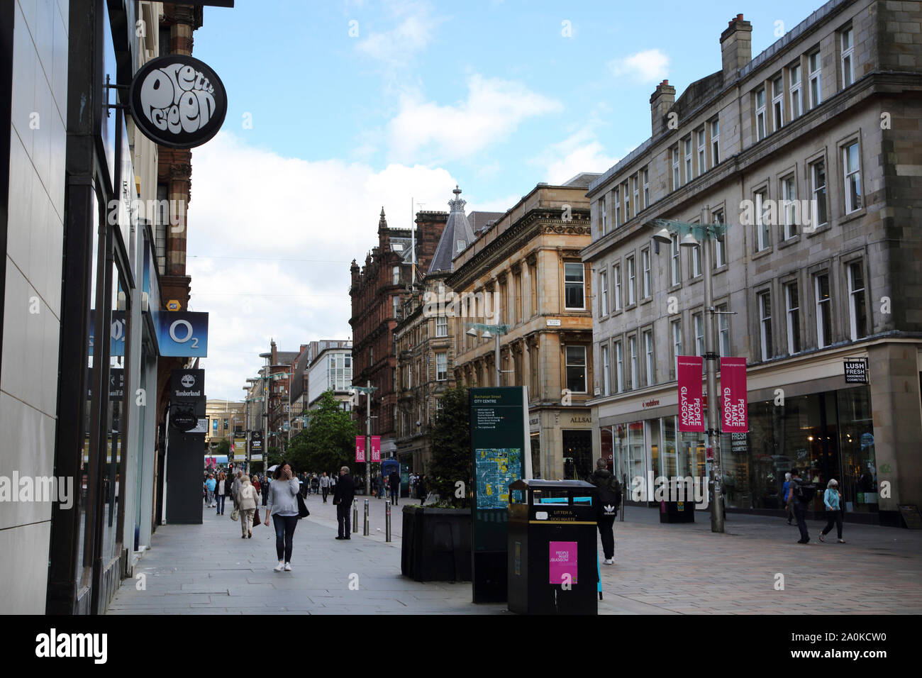Glasgow Scotland Buchanan Street Shoppers Stock Photo