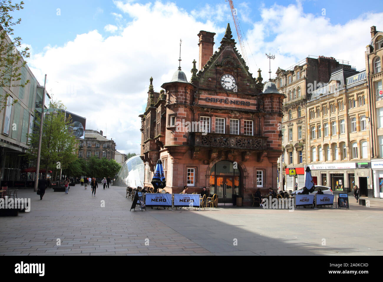 Glasgow Scotland St Enoch Square Caffe Nero Formally the Original Victorian Entrance and Ticket office of St enoch Subway Station Stock Photo