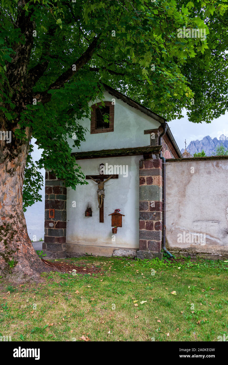 Small cemetery chapel in San Candido, Italy. Stock Photo