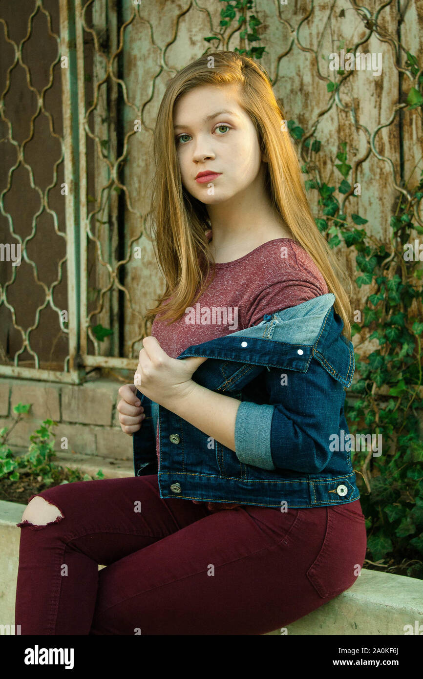 Blond hair and green eyes Stock Photo