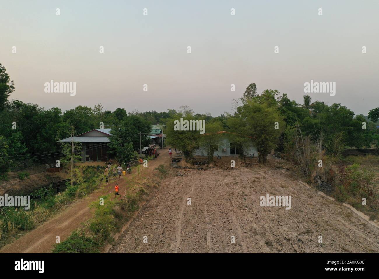 Drone footage rural Thailand Stock Photo