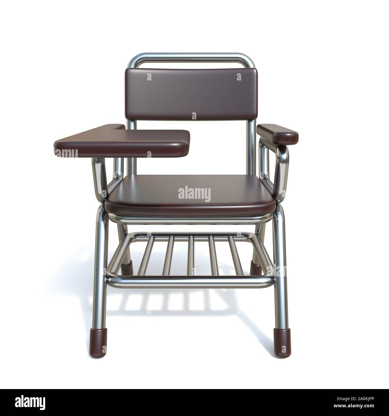 Writing pad student chair Front view 3D render illustration isolated on
