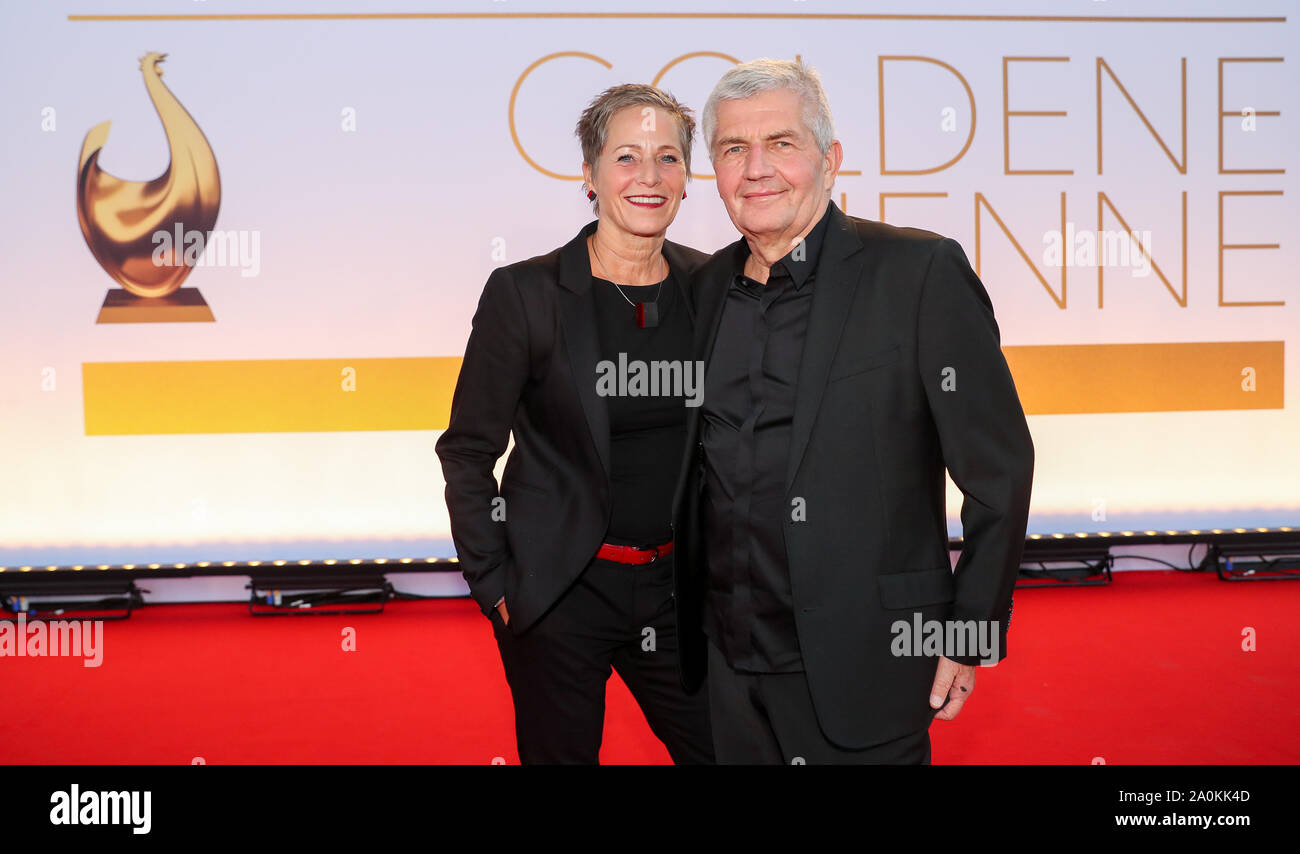 Leipzig, Germany. 20th Sep, 2019. Roland Jahn, Head of the Stasi Filing Office, comes with his partner Anett Volkland to the television gala 'Goldene Henne'. A total of 53 nominees from show business, society and sport can hope for the award. The Golden Hen is dedicated to the GDR entertainer Helga Hahnemann, who died in 1991. Credit: Jan Woitas/dpa-Zentralbild/dpa/Alamy Live News Stock Photo