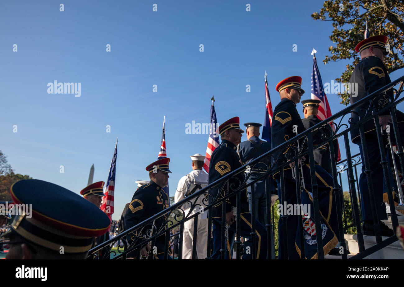 Washington, United States Of America. 20th Sep, 2019. Honor Band waits for U.S. President Donald Trump and First Lady Melania Trump to welcome Australian Prime Minister Scott Morrison and Mrs. Morrison to the White House in Washington for an official visit on September 20, 2019. Credit: Tasos Katopodis/Pool via CNP | usage worldwide Credit: dpa/Alamy Live News Stock Photo