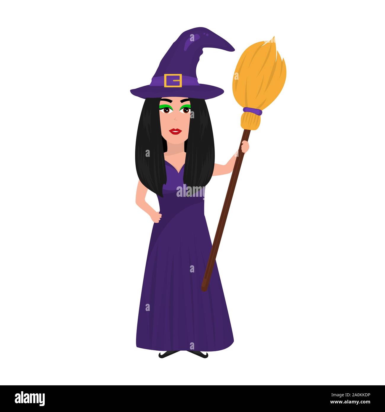 Beautiful witch with a broom for Halloween isolated on a white Stock Vector  Image & Art - Alamy