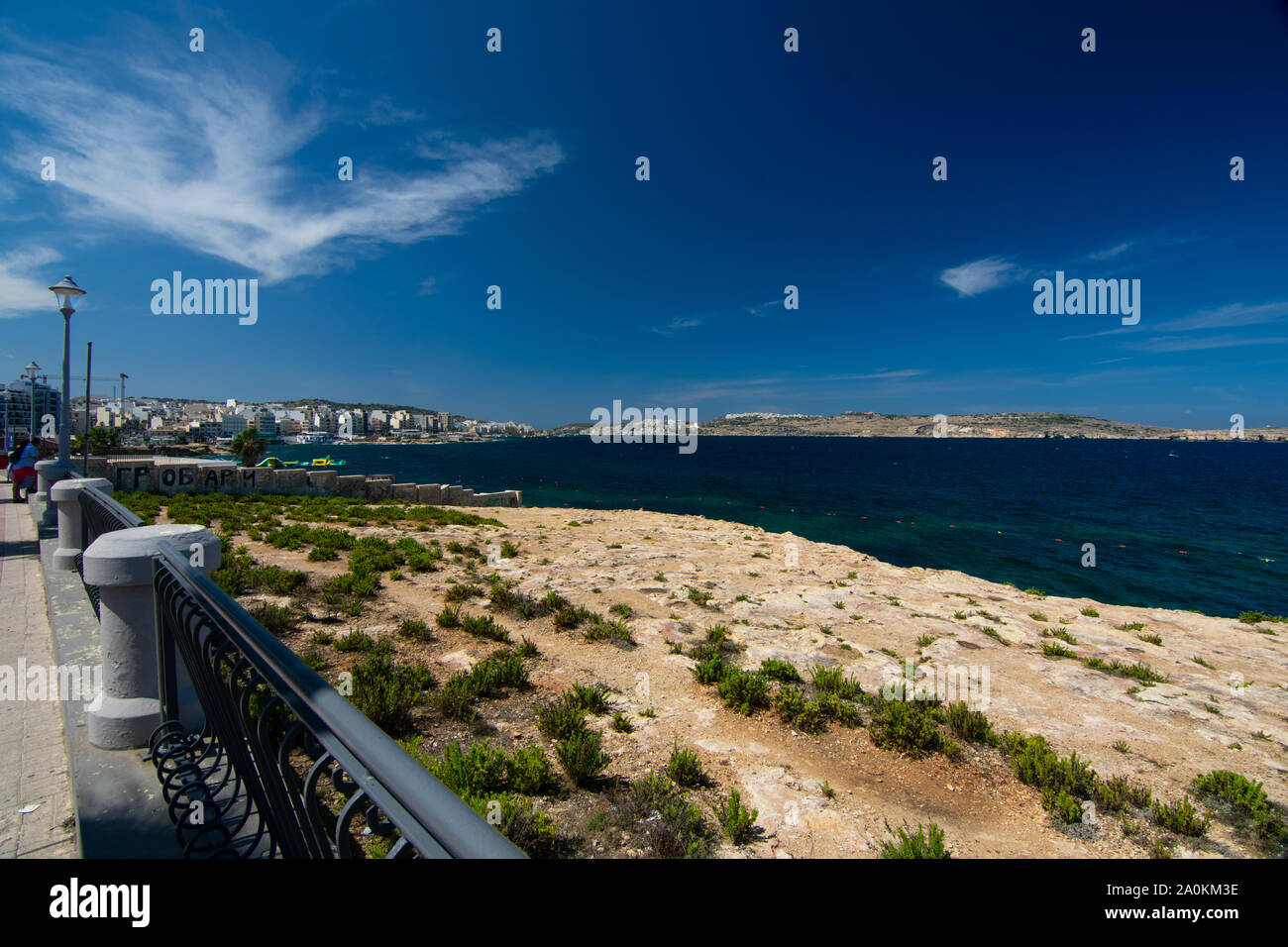 Overlooking the Sea at Qawra, Malta Stock Photo