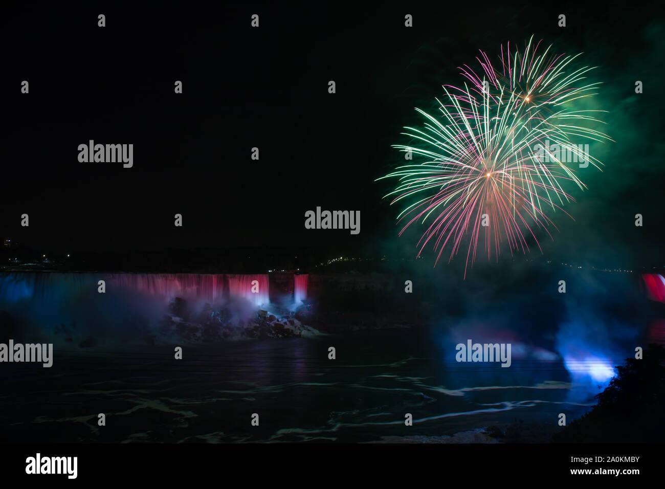 Fireworks Red Green Niagara Falls Ontario Canada Summer Travel Stock Photo Alamy