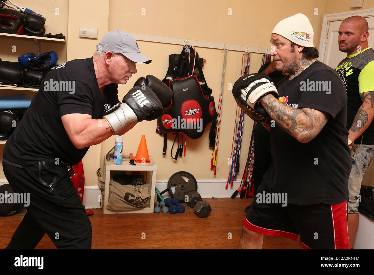 Philadelphia, USA. 20th Sept 2019. Lenny Dykstra training at Joltin Jabs  for Celebrity Boxing 69 on September 28 at Showboat Hotel in Atlantic City  September 20, 2019 in Philadelphia, Pa Credit ***House