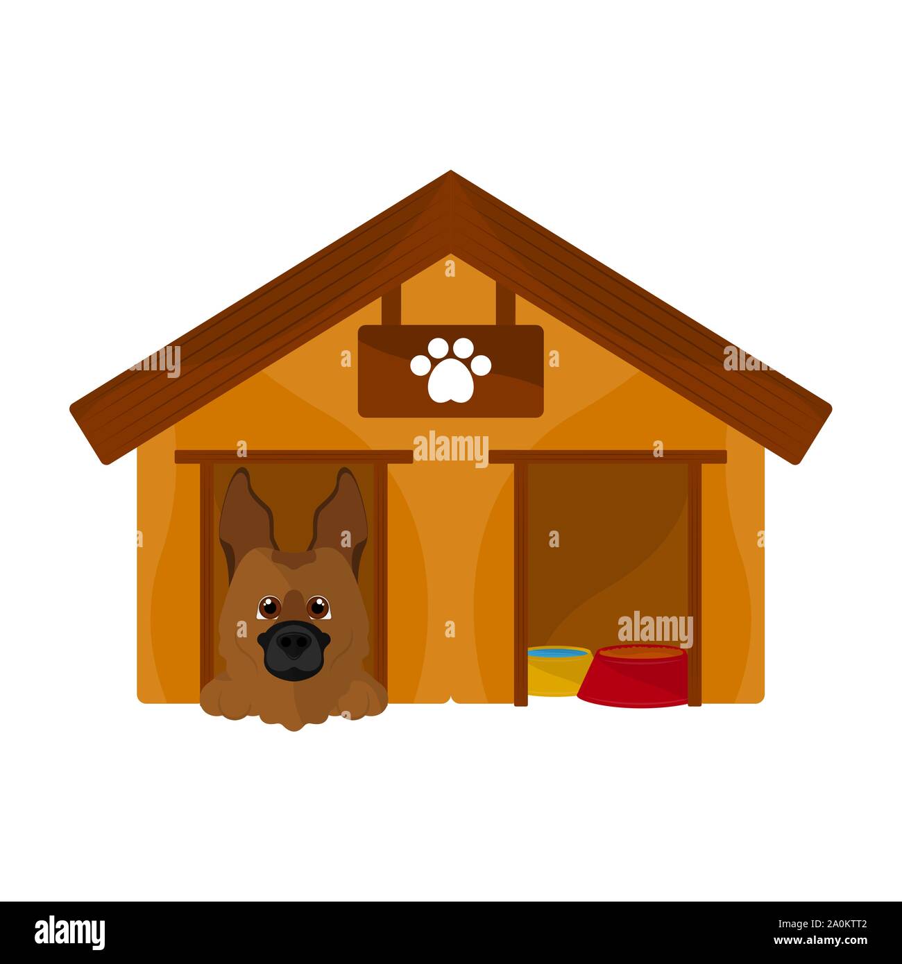 Dog house with a cute dog cartoon - Vector Stock Vector Image ...
