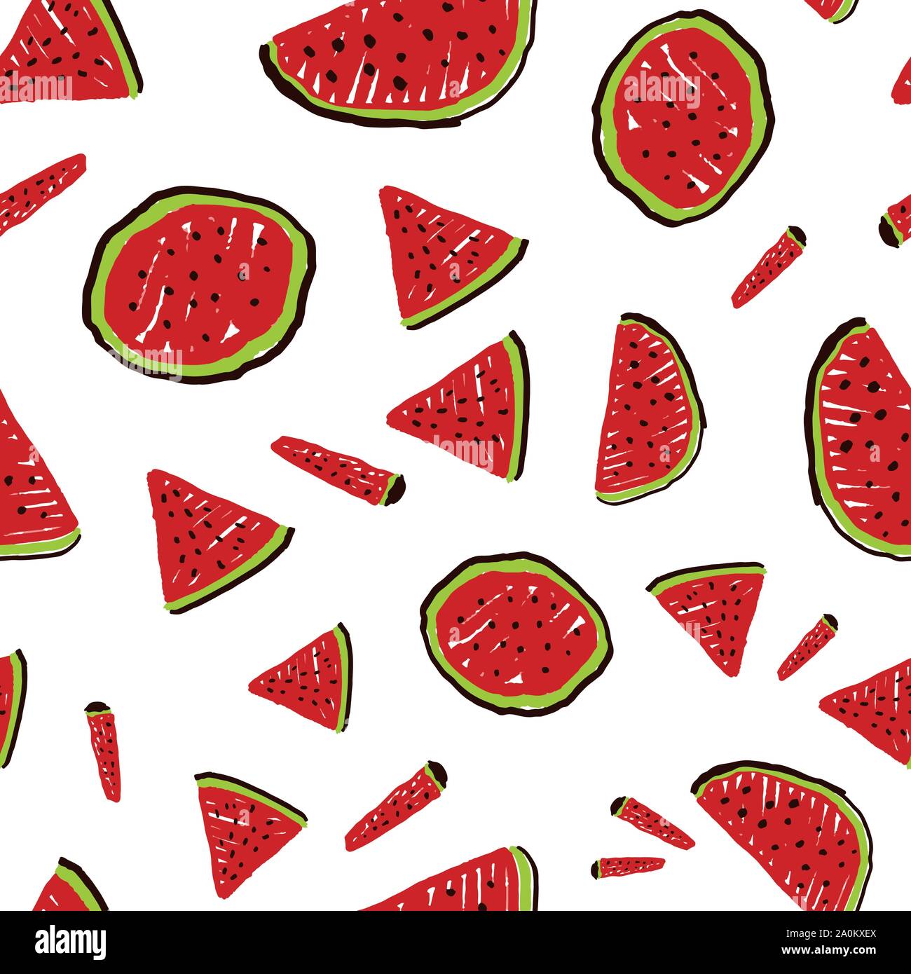 Vector white scattered watermelon shapes seamless pattern. Perfect for fabric, scrapbooking and wallpaper projects. Stock Vector