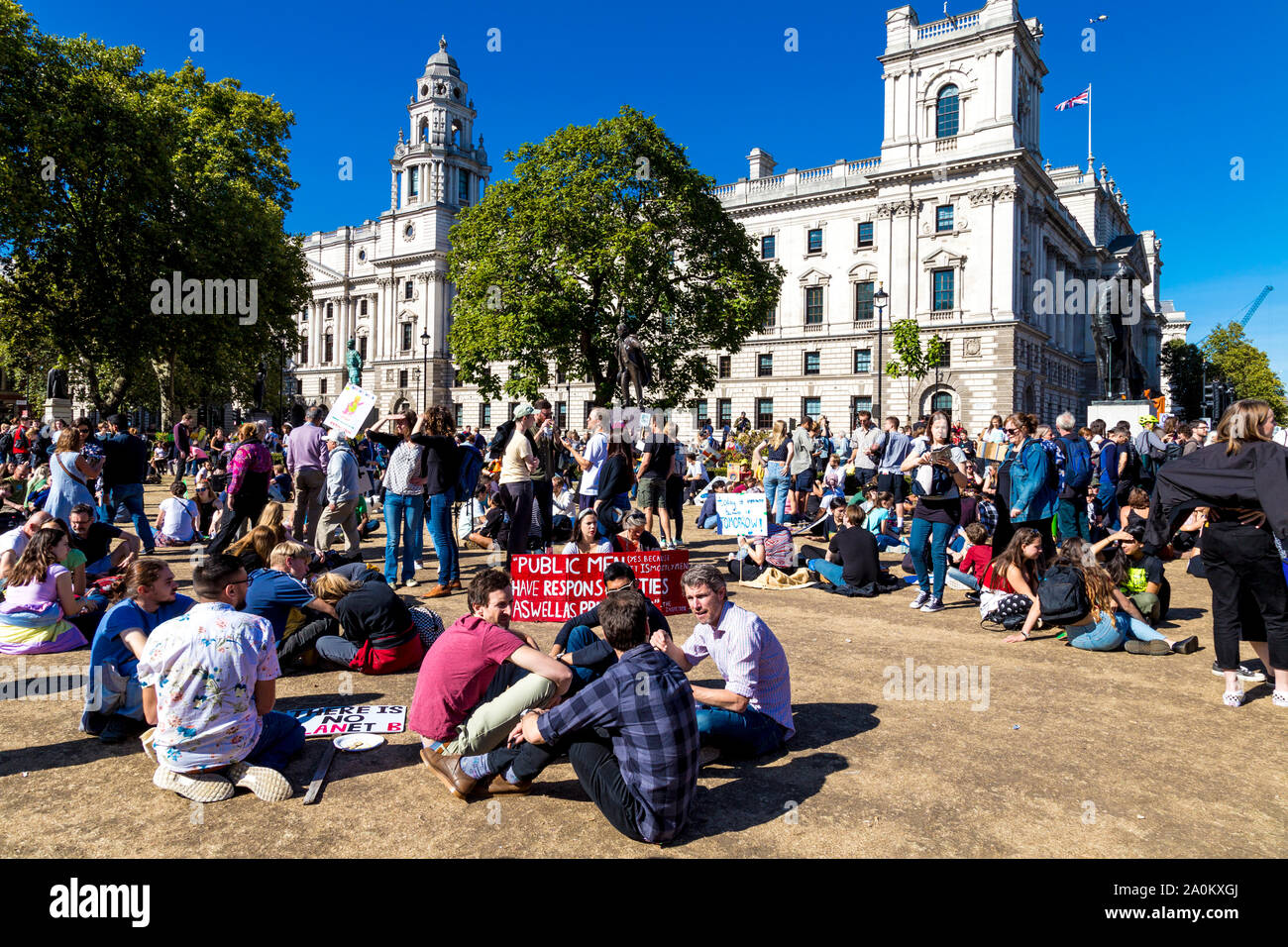 20 September 2019, London, UK - Global Climate Strike in Westminster Stock Photo