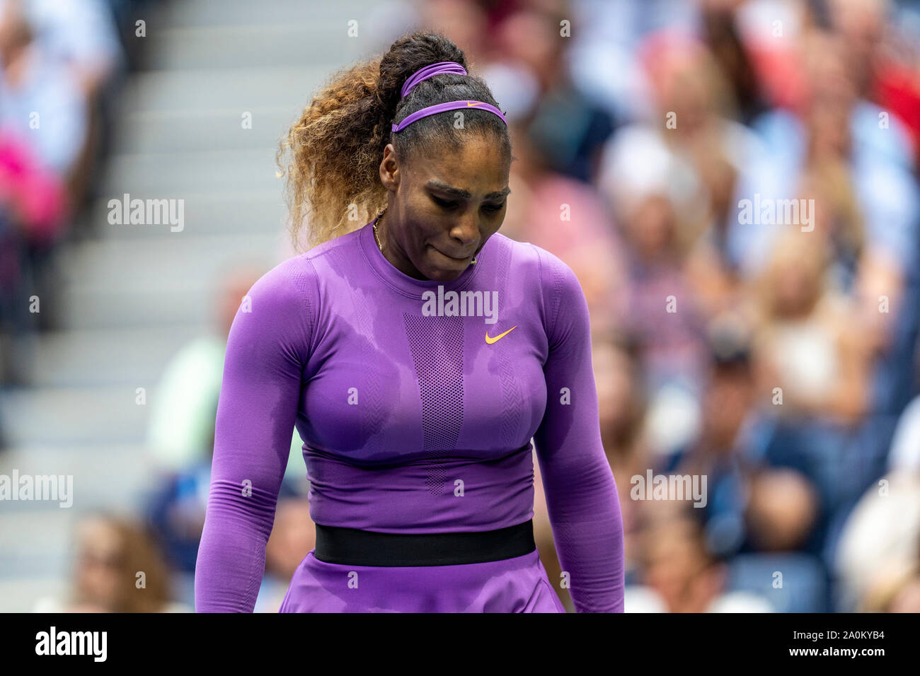 Serena Williams of USA emotional reaction while competing in the finals of the Women's Singles at the 2019 US Open Tennis Stock Photo
