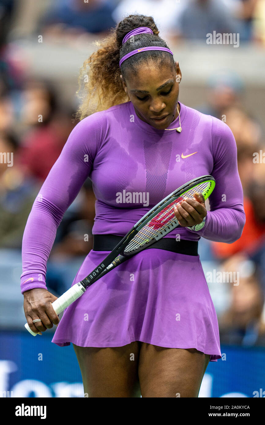 Serena Williams of USA competing in the finals of the Women's Singles at the 2019 US Open Tennis Stock Photo