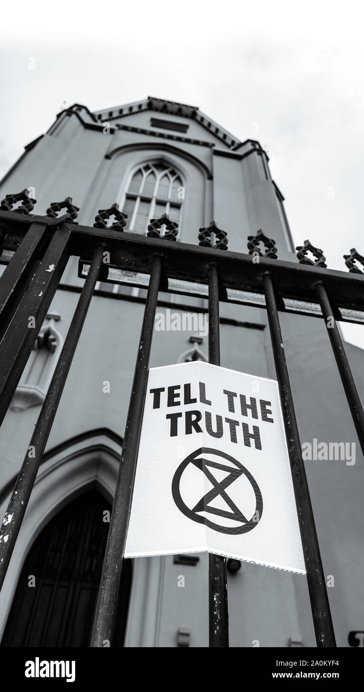 Protesters participate in the global climate strike inspired by climate activist Greta Thunberg in Cape Town, South Africa - 20 March 2019 Stock Photo