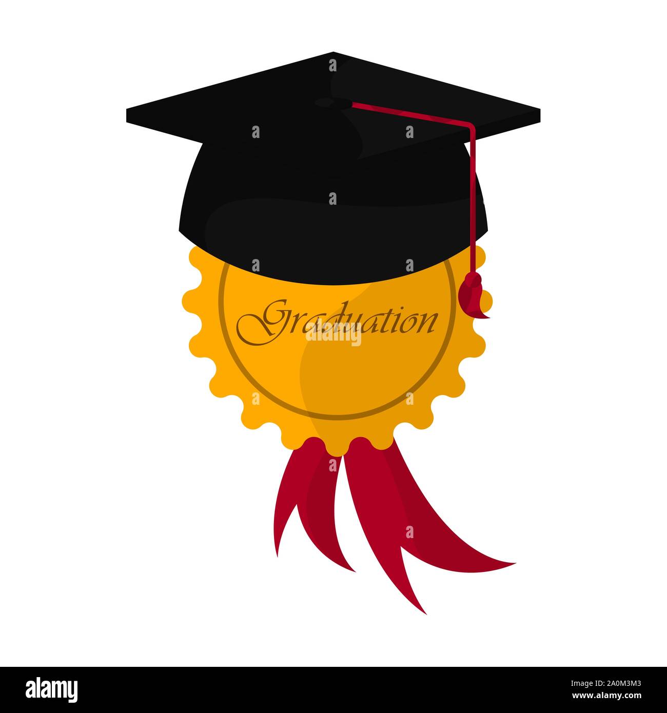 Graduation cap with a golden medal. Graduation concept Vector Stock
