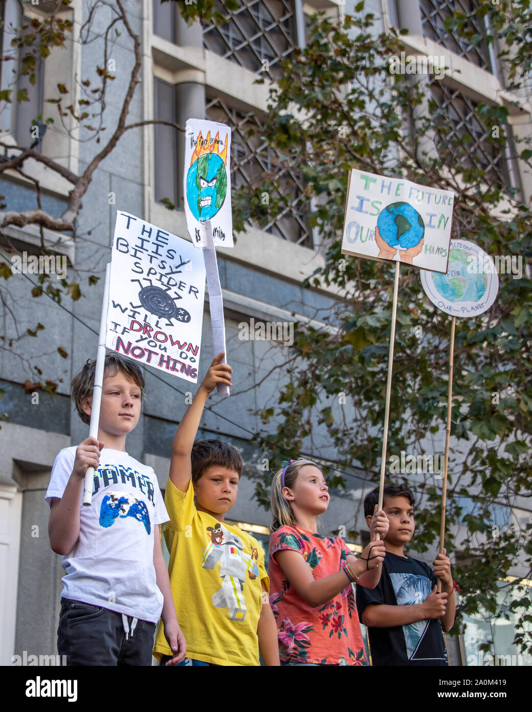 San Francisco, USA. 20th September, 2019. Student Strike for Climate march, one of many global climate strikes on this day around the world. Credit: Shelly Rivoli Stock Photo