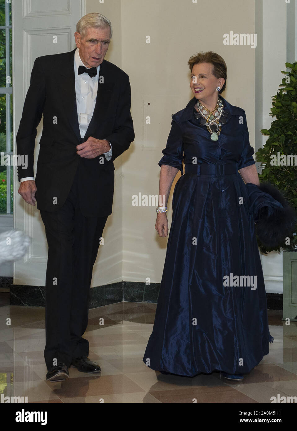 Washington, District of Columbia, USA. 20th Sep, 2019. Adrienne Arsht and C. Boyden Gray arrive for the State Dinner hosted by United States President Donald J. Trump and First lady Melania Trump in honor of Prime Minister Scott Morrison of Australia and his wife, Jenny Morrison, at the White House in Washington, DC on Friday, September 20, 2019 Credit: Ron Sachs/CNP/ZUMA Wire/Alamy Live News Stock Photo