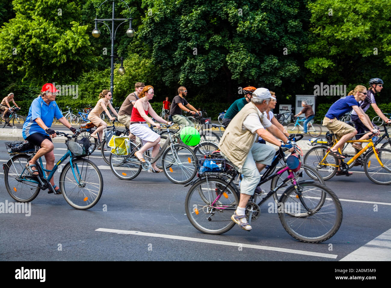 Berliners riding through the city in June 2008 to celebrate the wide use of bicycles  Berlin Germany Stock Photo