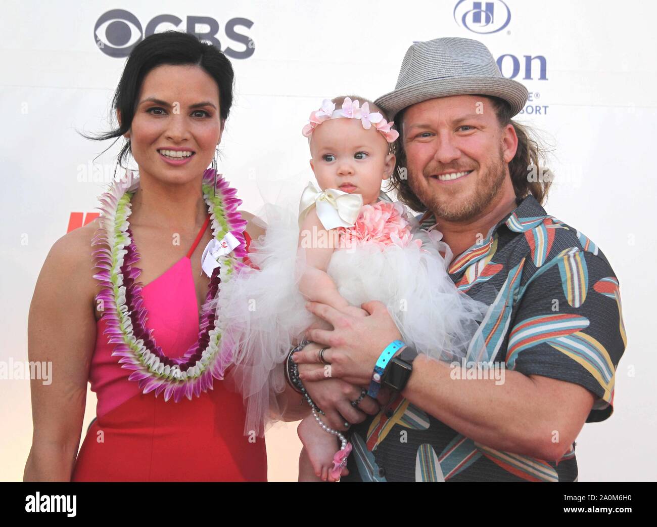September 19, 2019 - Katrina Law with her husband Keith Andreen and daughter Kinley during the Hawaii Five-O and Magnum P.I. Sunset On The Beach event on Waikiki Beach in Honolulu, Hawaii - Michael Sullivan/CSM Stock Photo