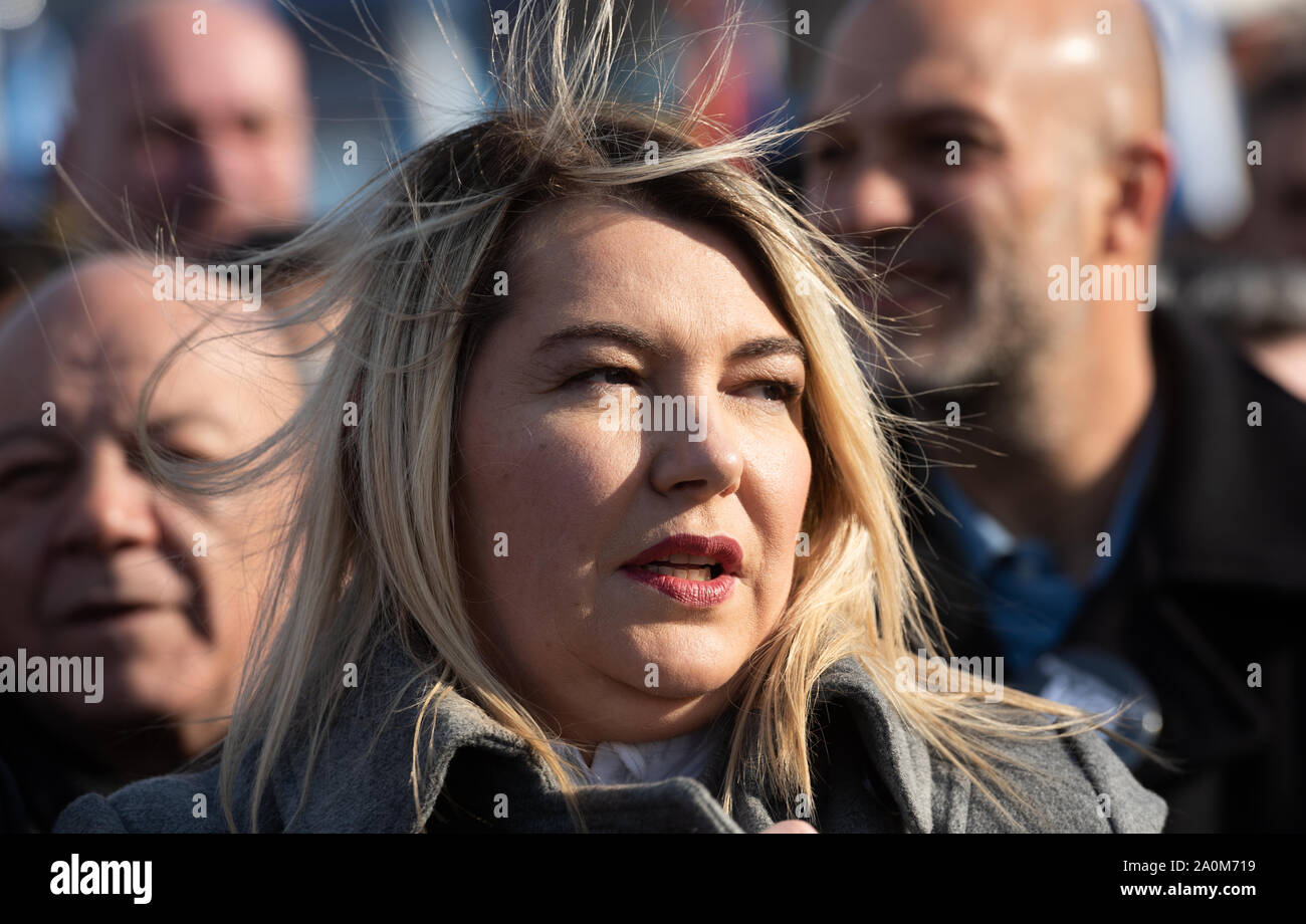 Ushuaia, Argentina - April 2 2019:  Governor of the territory to which the Malvinas Islands belong, Rosana Bertone during the military parade for the Stock Photo