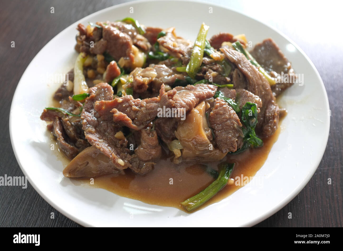 Fried beef with oyster sauce , Thai cuisine Stock Photo Alamy