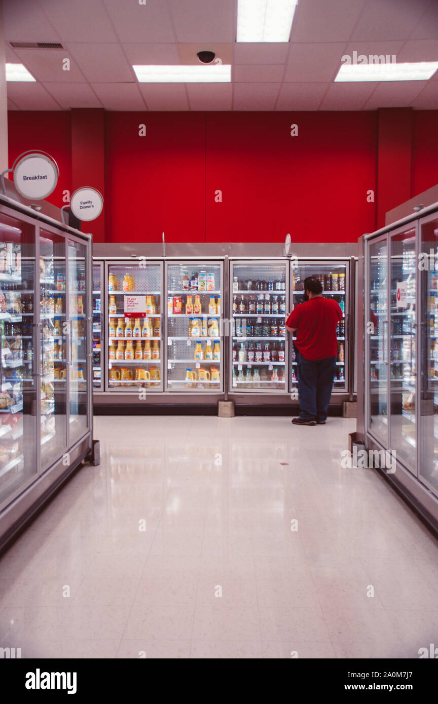 Grocery Store Cold Aisle Stock Photo