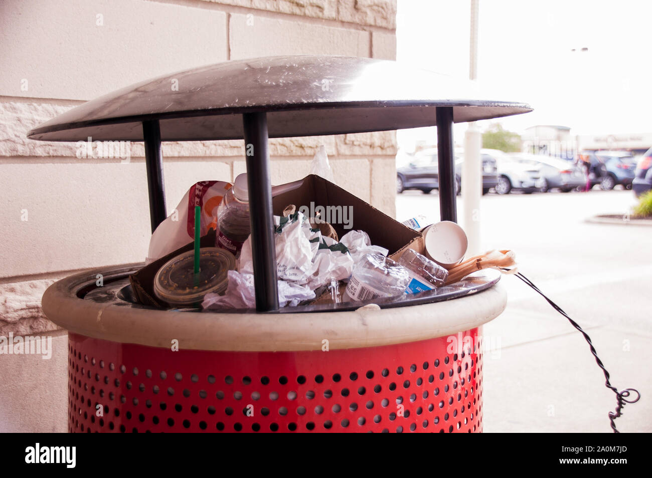 Trash Can Full of Garbage Stock Photo Alamy