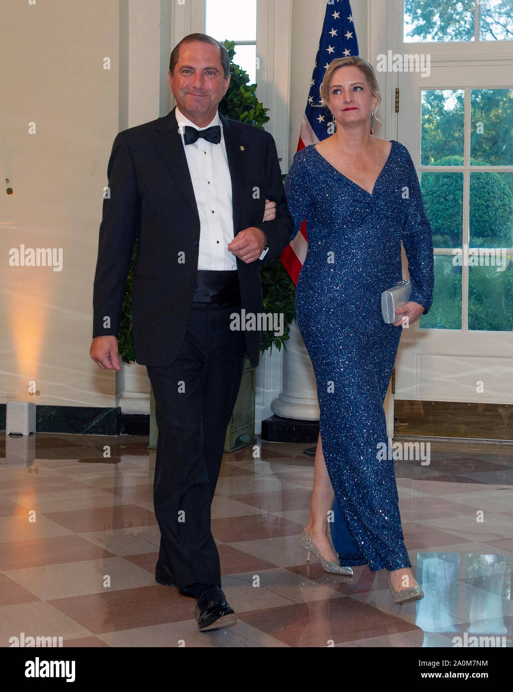 United States Secretary of Health and Human Services (HHS) Alex Azar and  Jennifer Azar arrive for the State Dinner hosted by United States President  Donald J. Trump and First lady Melania Trump
