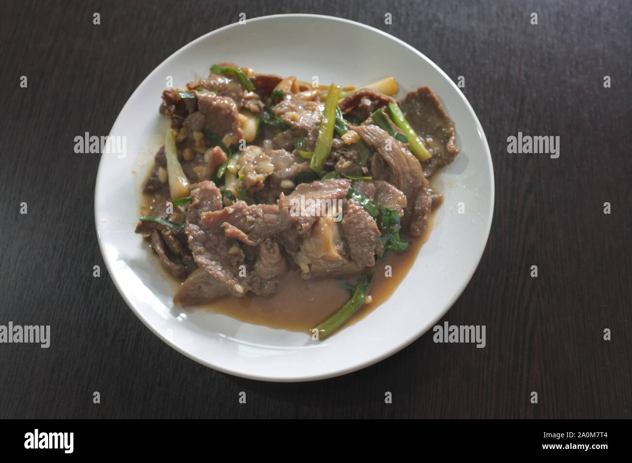 Fried beef with oyster sauce , Thai cuisine Stock Photo Alamy