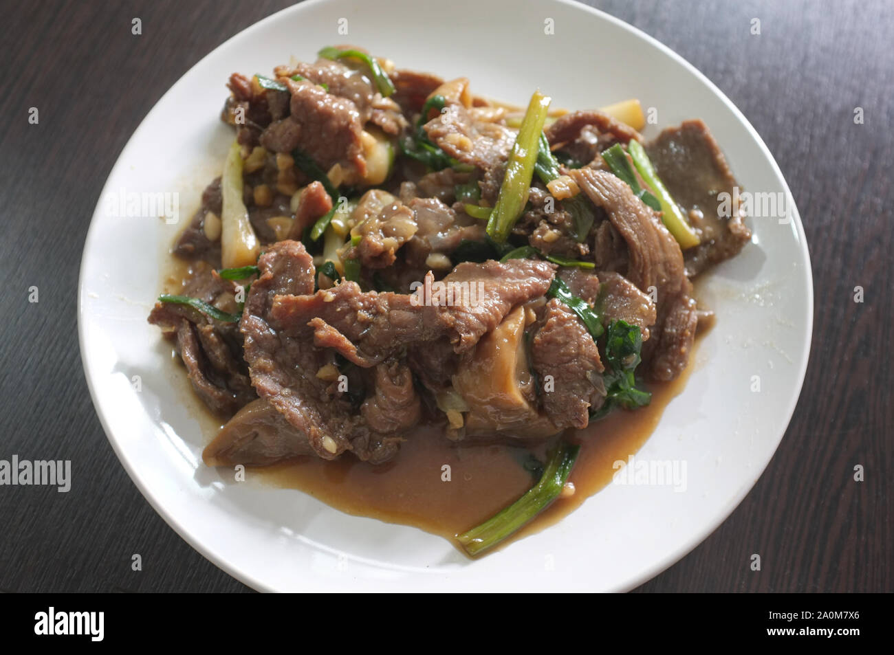 Fried beef with oyster sauce , Thai cuisine Stock Photo Alamy